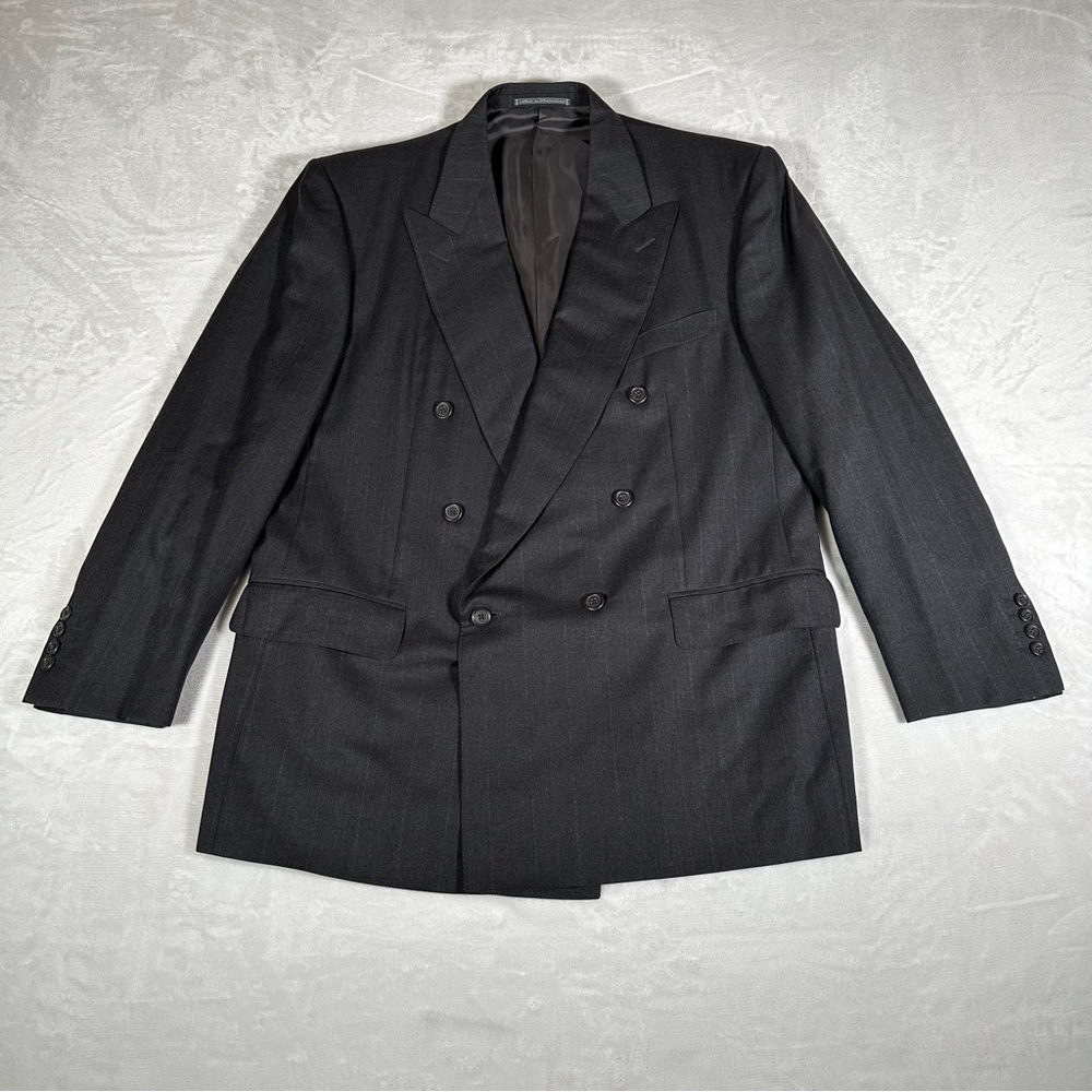 Ermenegildo Zegna Blazer Men US 46R EU 56R Double Breasted 100% Wool Super 100s